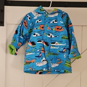 Hatley Blue Helicopter Raincoat with Green Lining